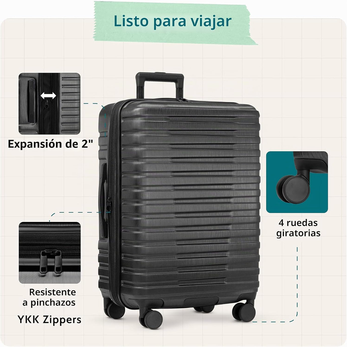 U.S. Traveler Boren - Maleta de viaje de policarbonato resistente c...
