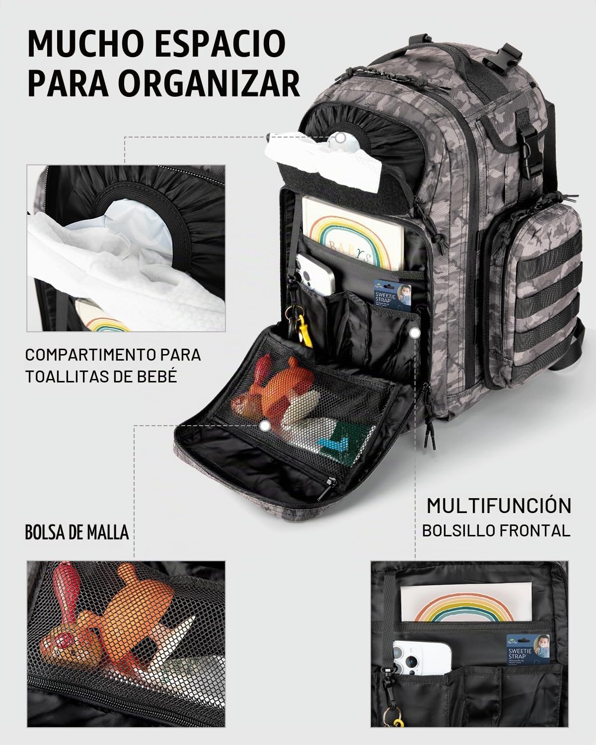 Bolsa de pañales para papá, mochila para pañales para hombres con c...