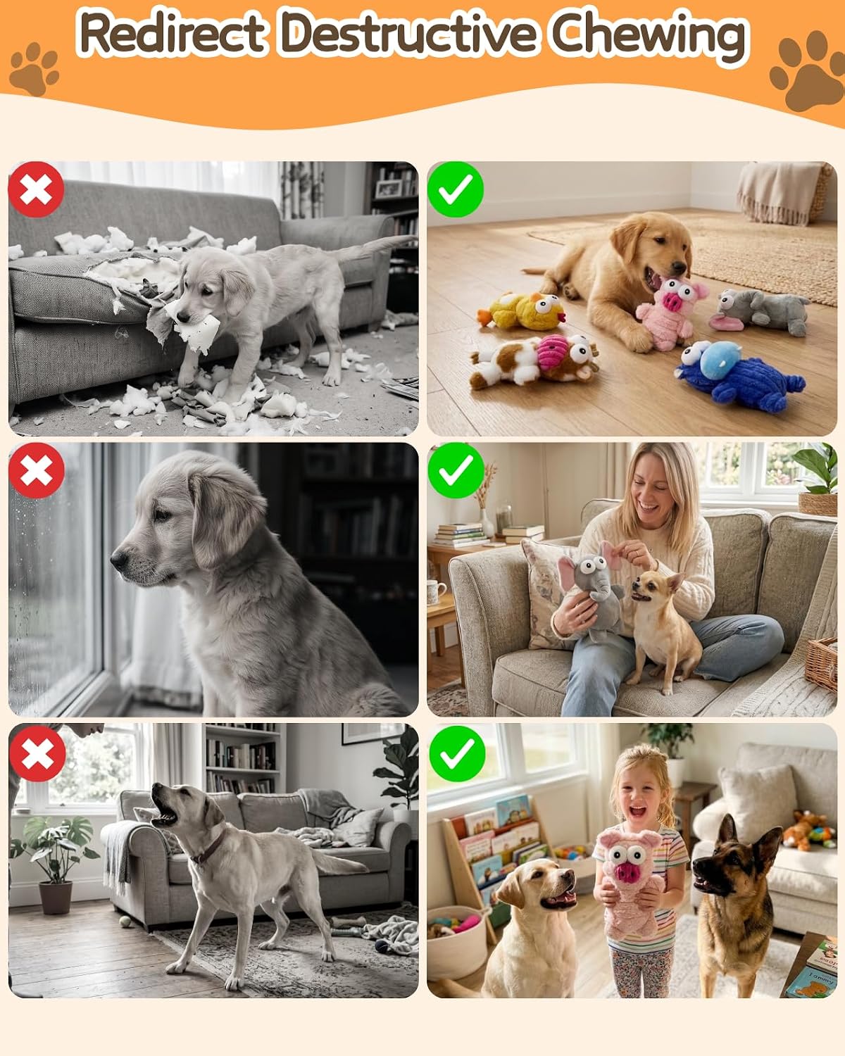 BoYoYo Paquete de 5 juguetes chirriantes de felpa para perros peque...
