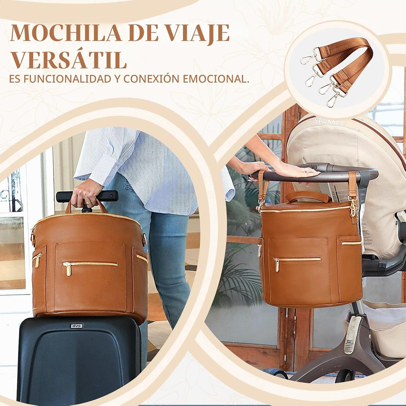 Miss Fong - Pañalera de cuero con cambiador, tipo mochila, bolsa or...