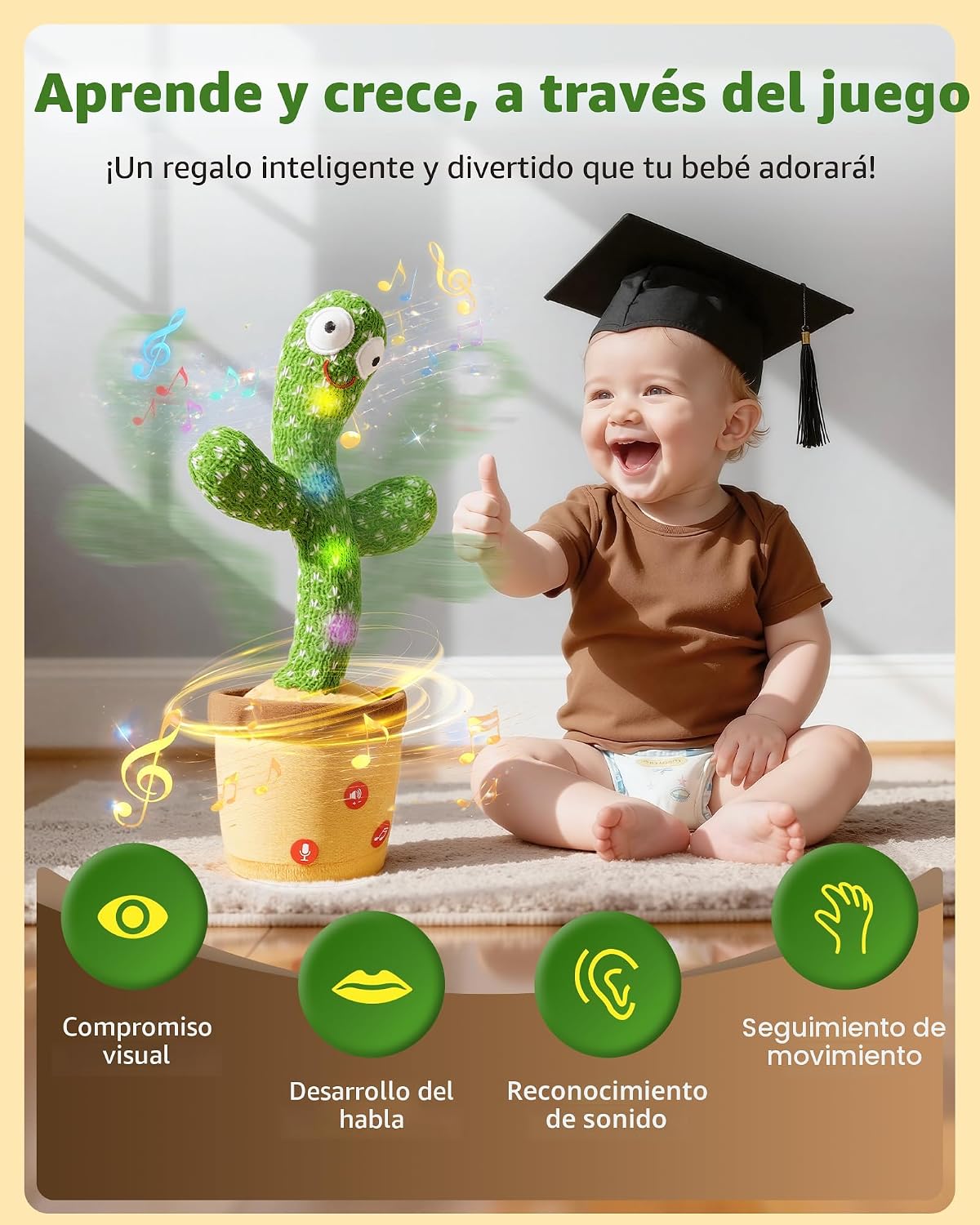 TWORIVER Juguetes para bebés de 0-6, 3-6, 6-12, 12-18 meses, cactus...