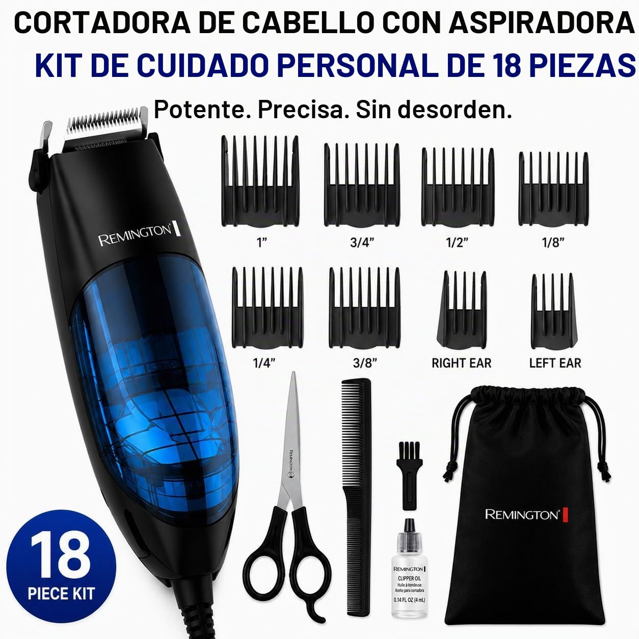 Remington Cortadora de pelo al vacío para hombres, kit de corte de...