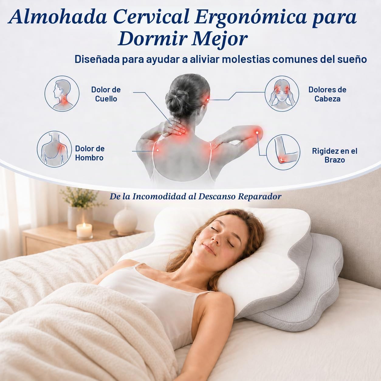 COMFORLAY Almohada cervical para el cuello para aliviar el dolor, a...