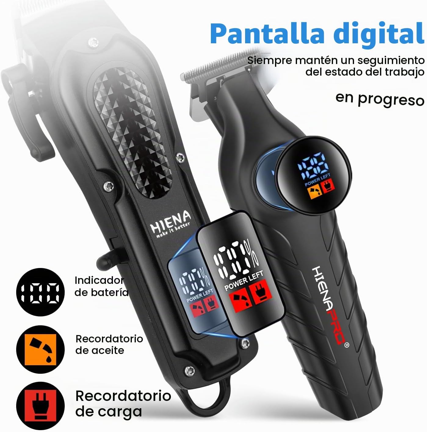 HIENA PRO - Cortadora de pelo inalámbrica para hombre, kit de peluq...