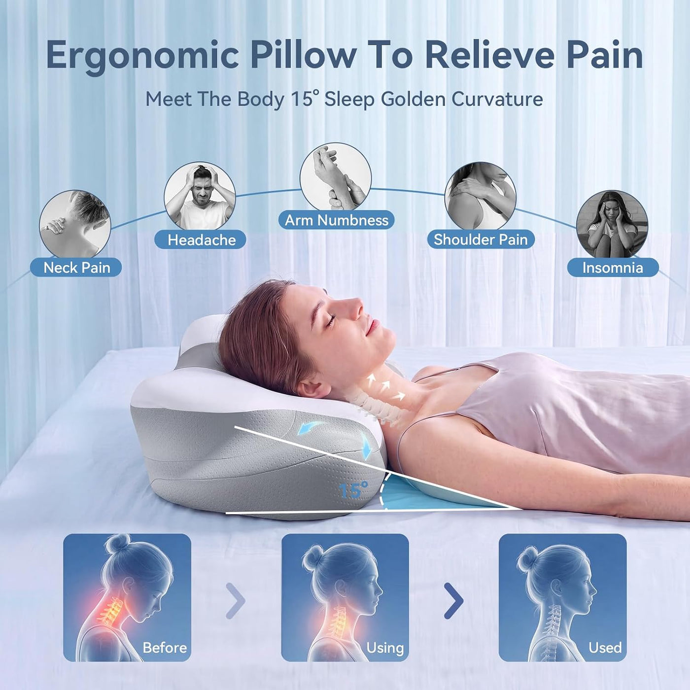 Almohada cervical para aliviar el dolor de cuello y hombros Almohad...