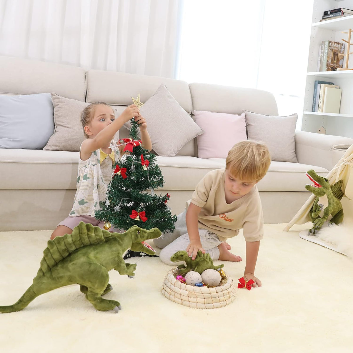 Wilomis Animales de peluche de dinosaurio, dinosaurio de espinosaur...