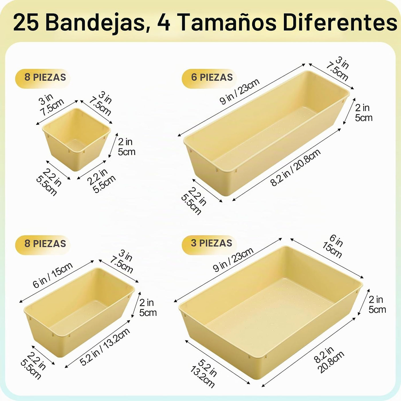 Vtopmart Paquete de 25 organizadores de cajones de plástico con | O...