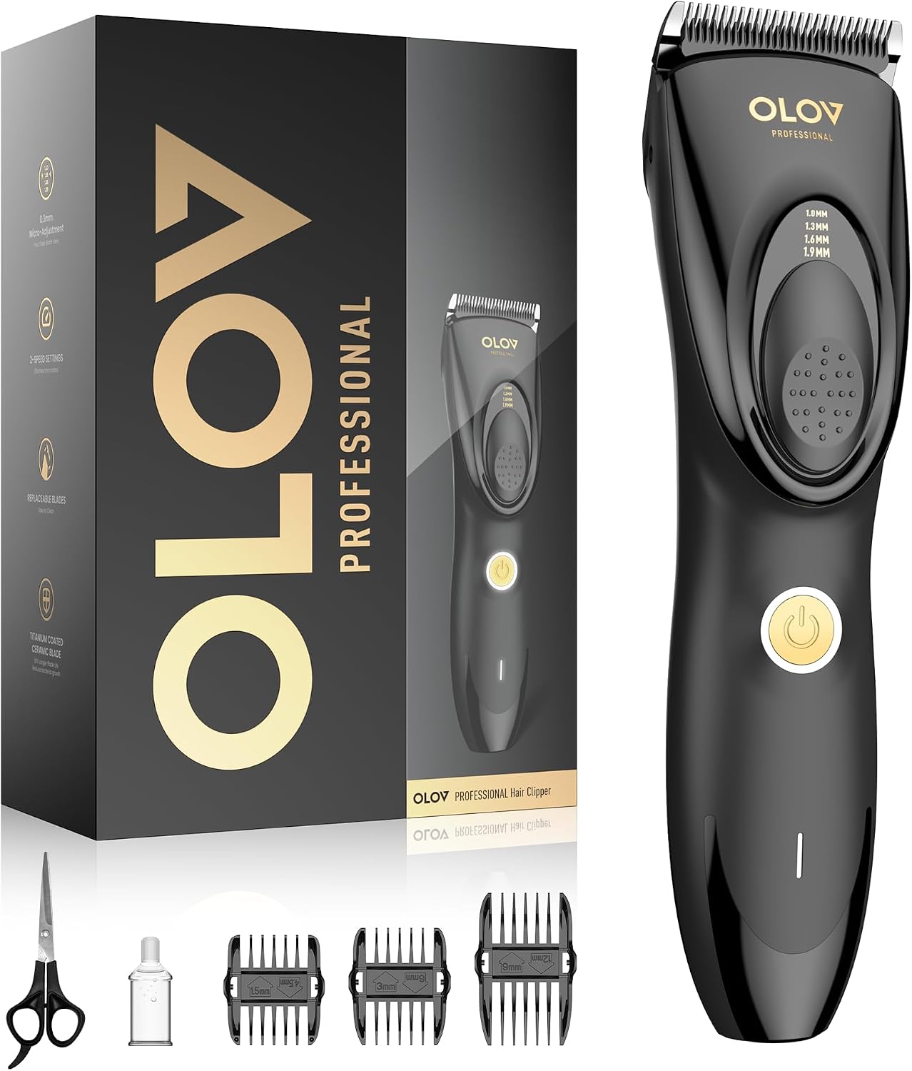OLOV PROFESSIONAL Cortapelos para hombres, kit de cortapelos inalám...