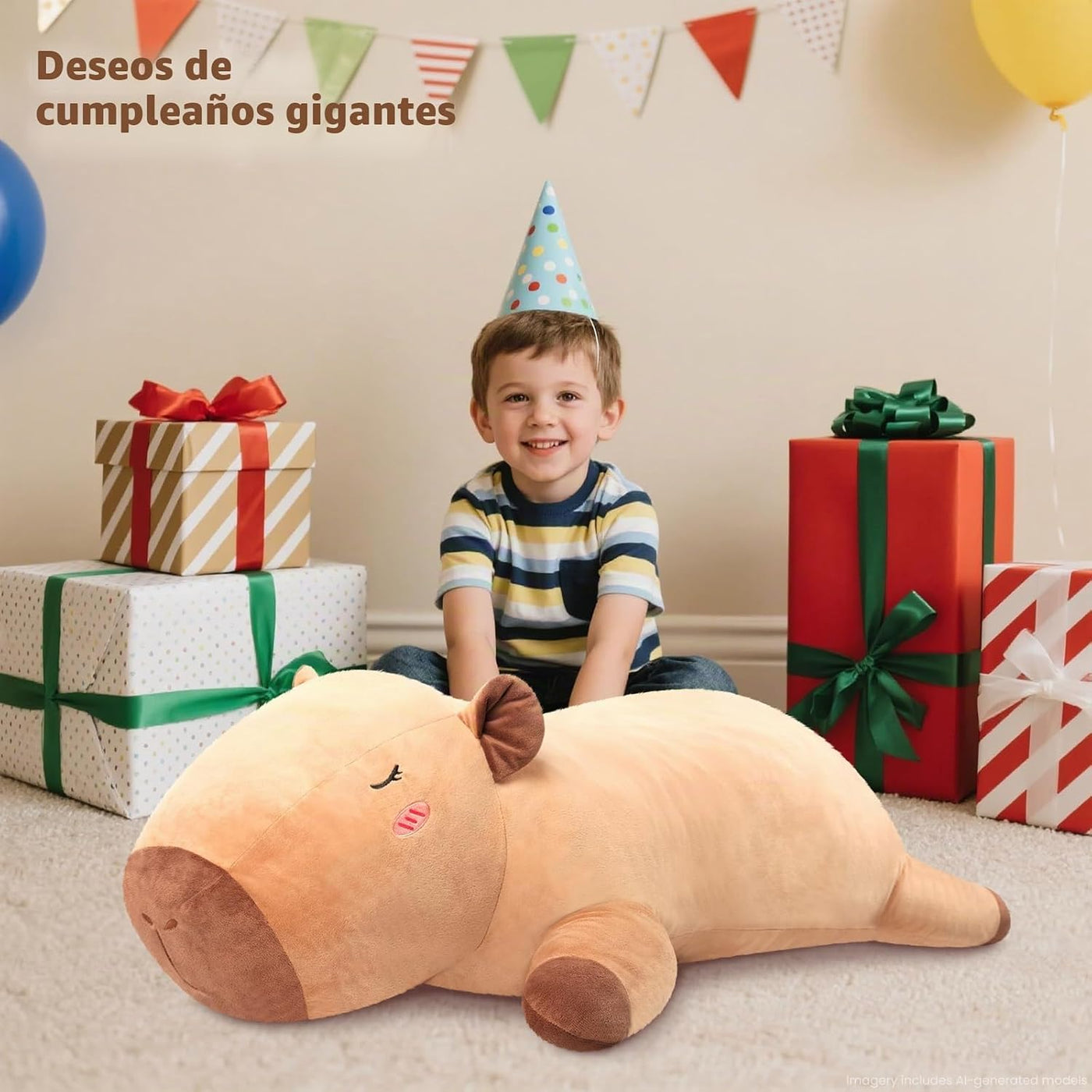 SuzziPals Peluche de Capibara Gigante de 43 pulgadas, Animal de Pel...