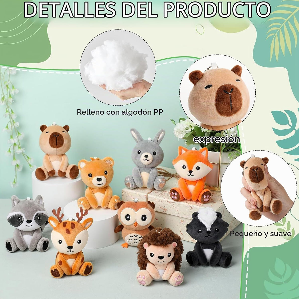 Aoriher - Juego de 9 animales de peluche de bosque a granel de 4 pu...