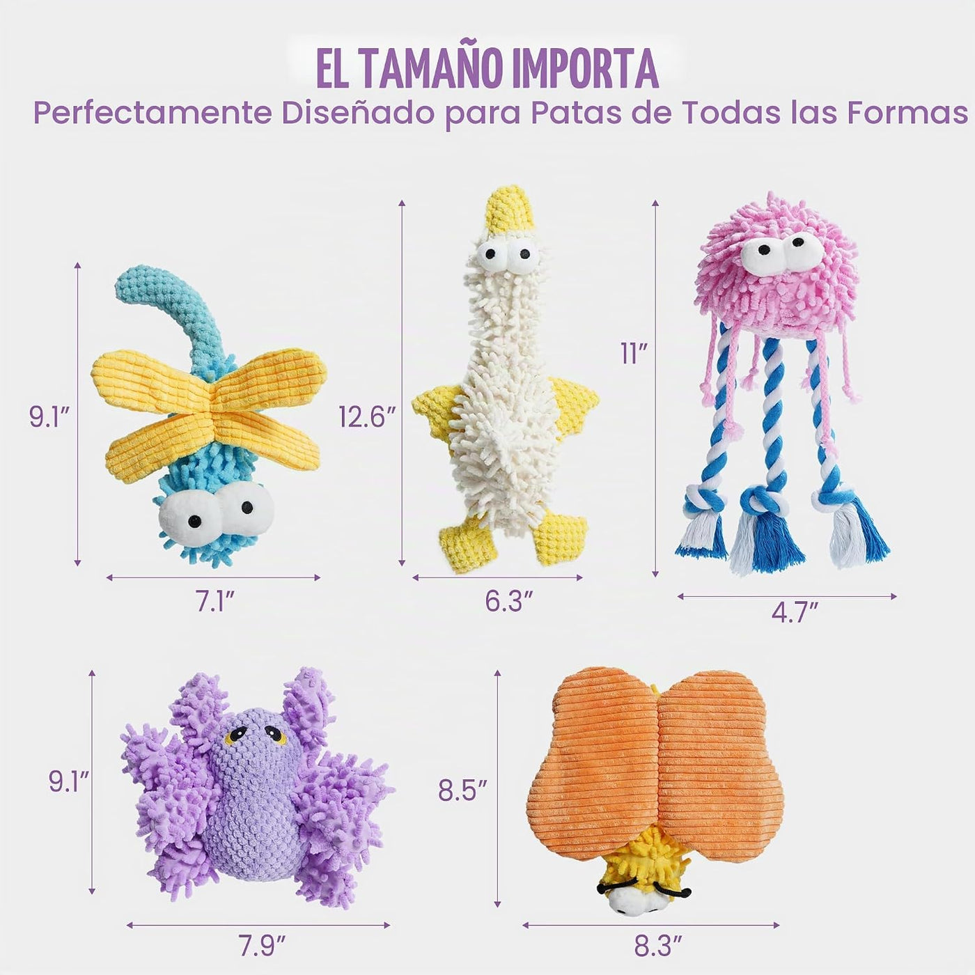 Nocciola Paquete de 5 juguetes chirriantes para perros, lindos y su...