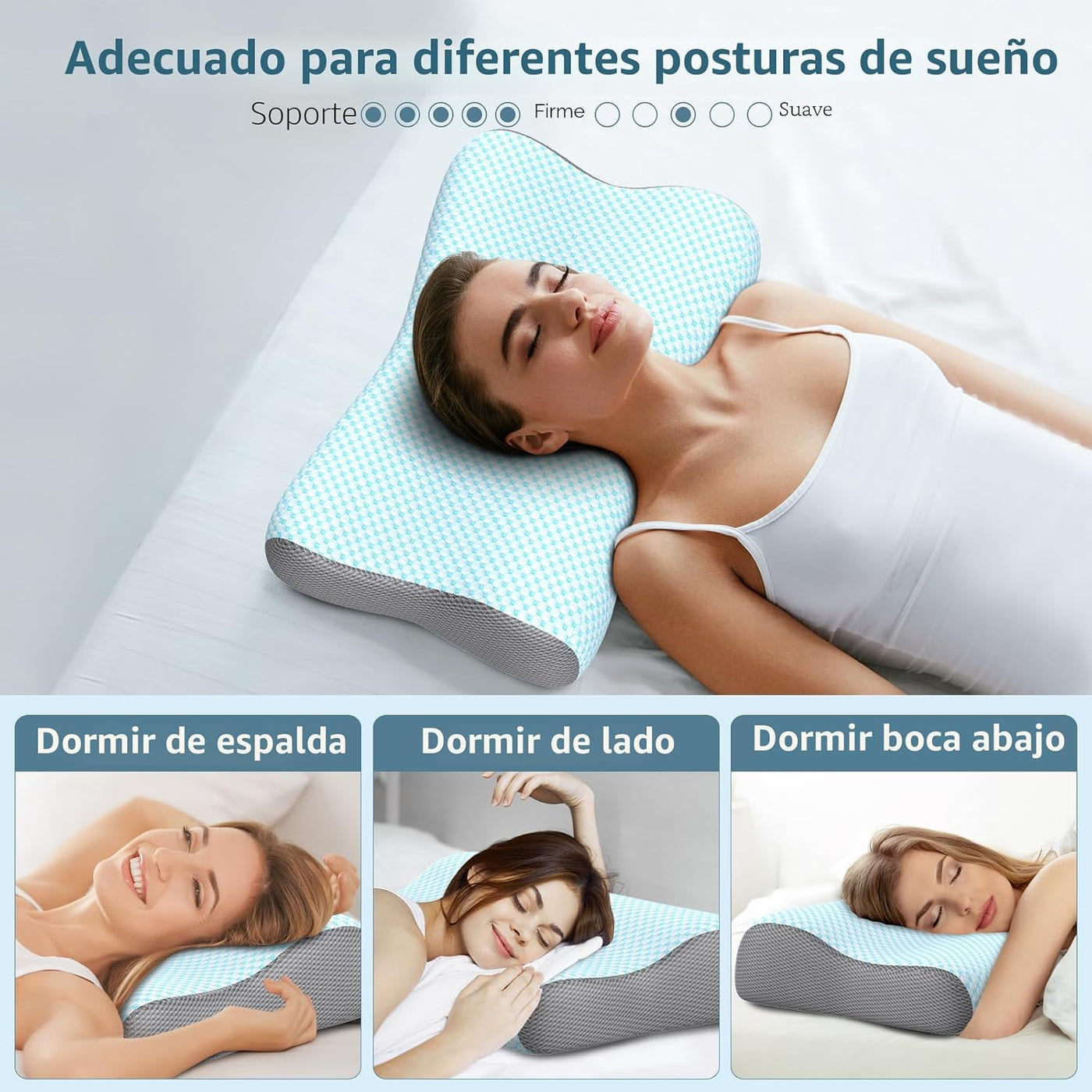 Almohada cervical de contorno de espuma viscoelástica para aliviar...