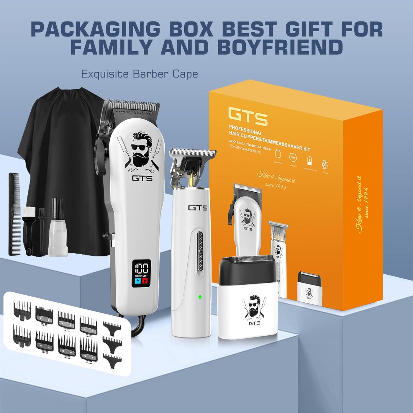 GTS PRO Cortadora de pelo para hombre, kit profesional de corte de...