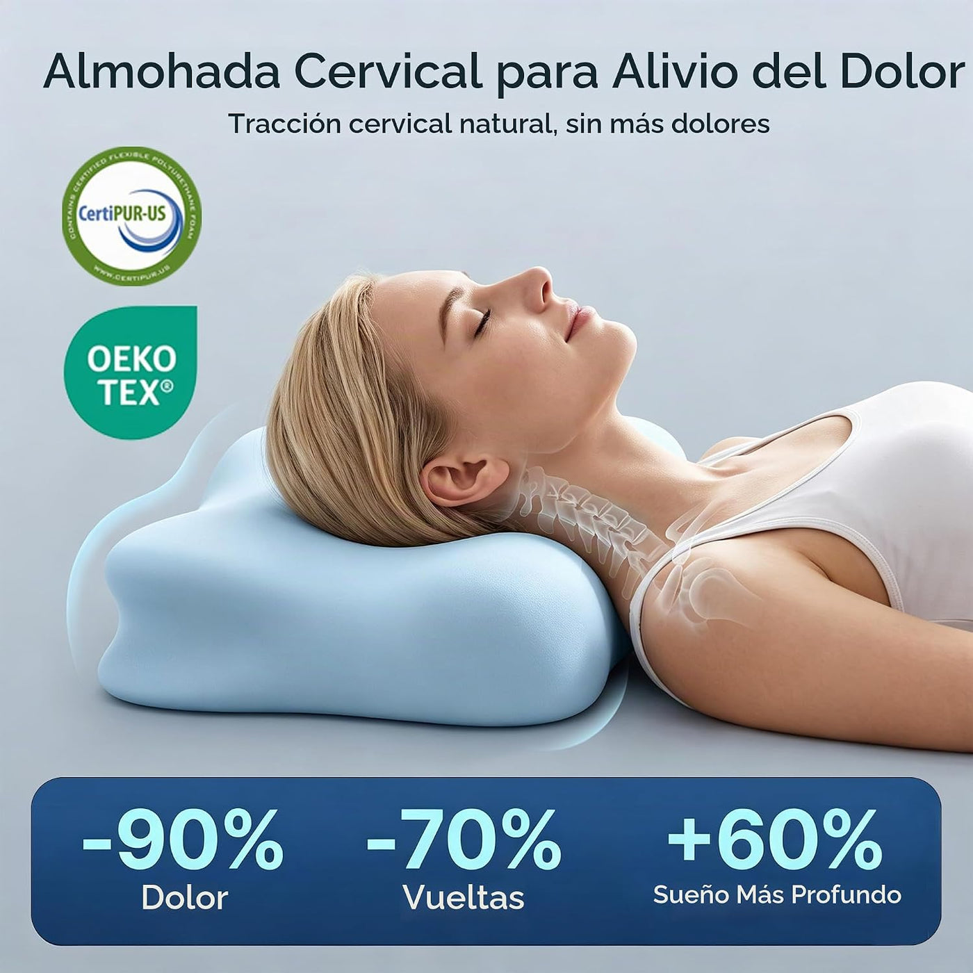Almohada cervical para el cuello - Almohadas de espuma viscoelástic...