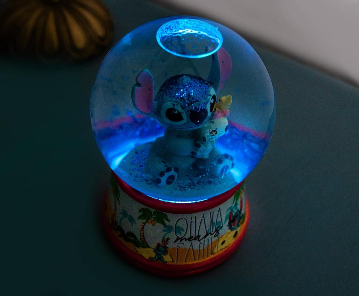 Disney Lilo & Stitch Ohana - Globo de nieve iluminado con purpu...