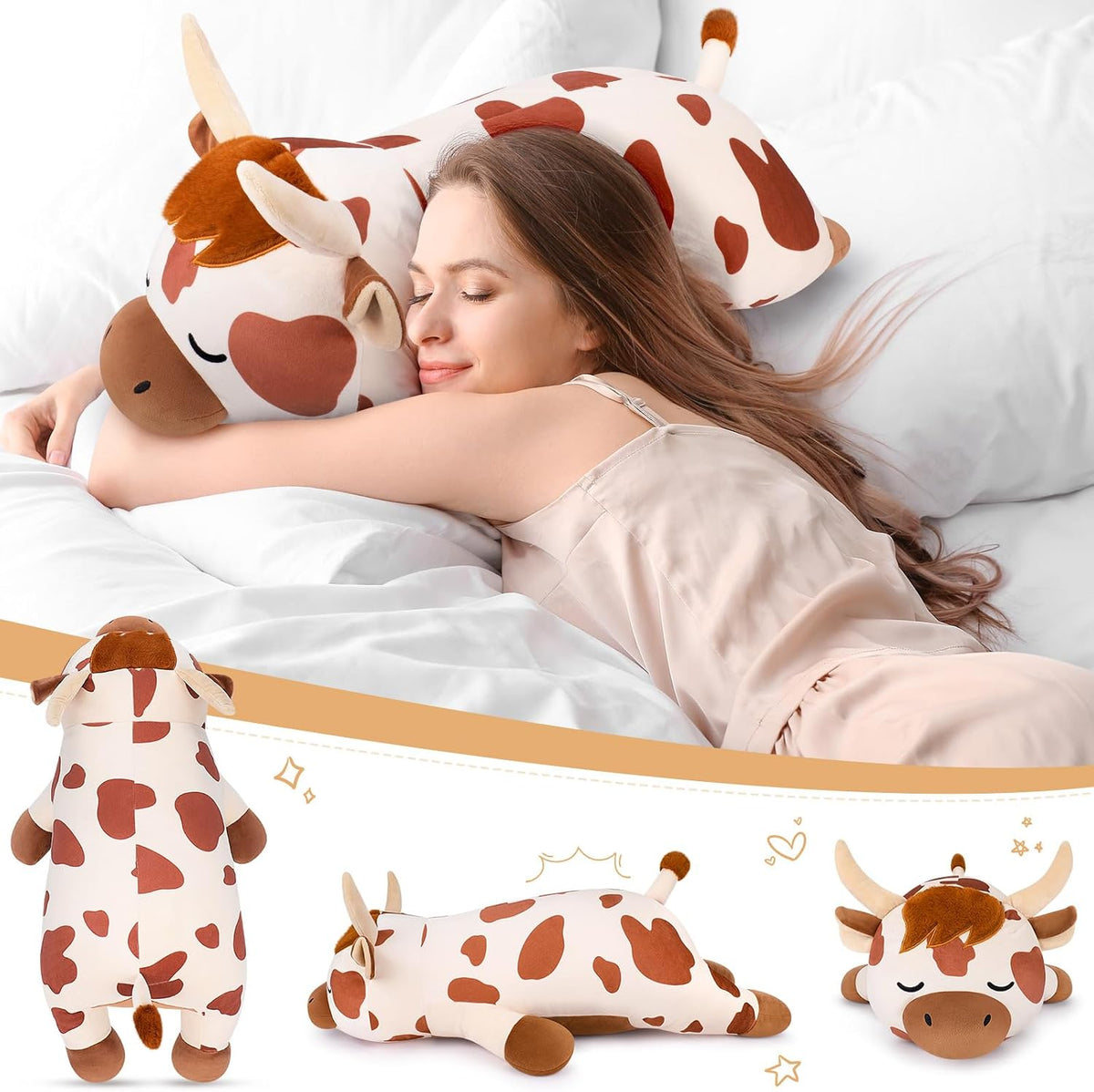 Peluche de Vaca Highland Gigante Manchada de 30'' - Almohad...