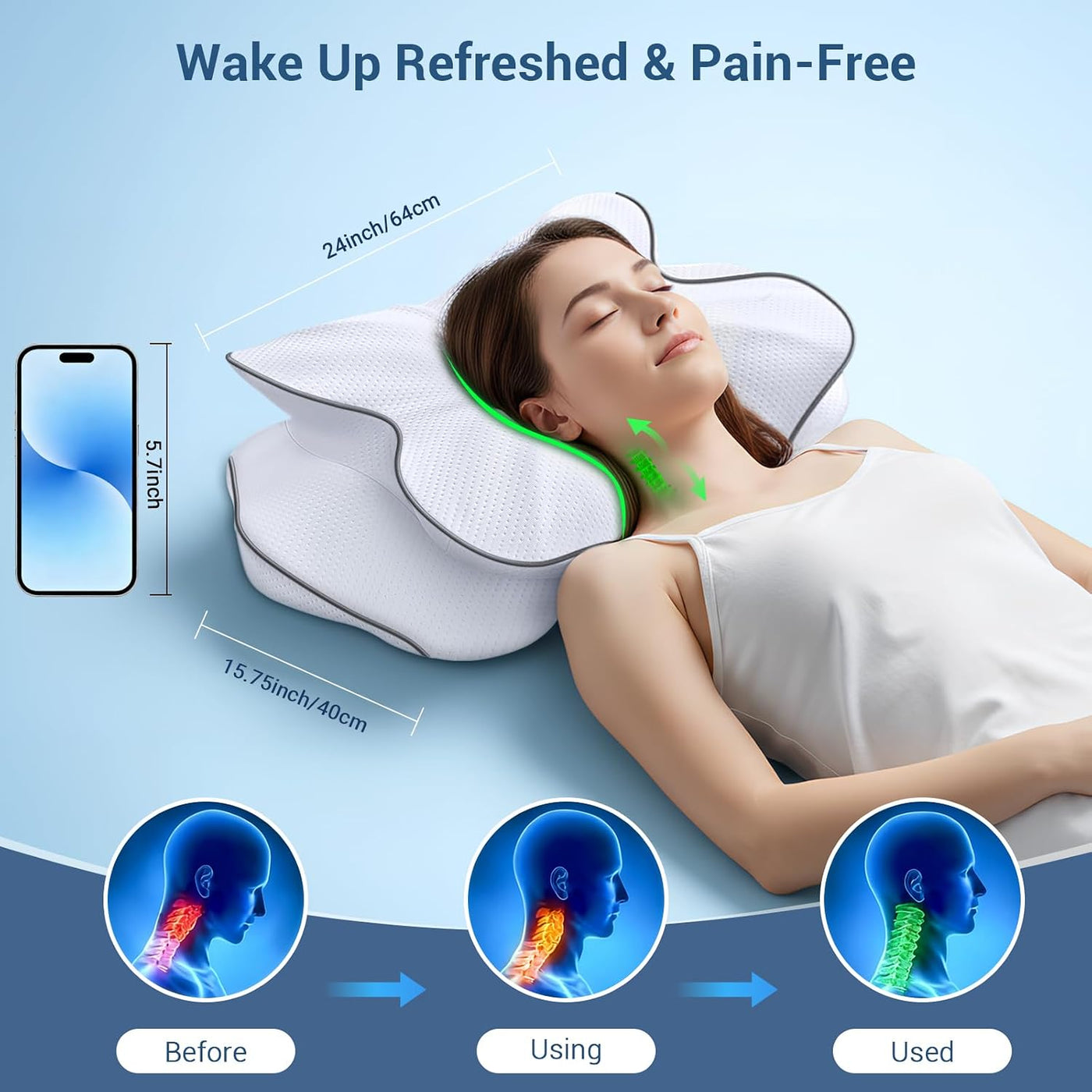 AZBESTPRO Almohada cervical de espuma viscoelástica para soporte de...