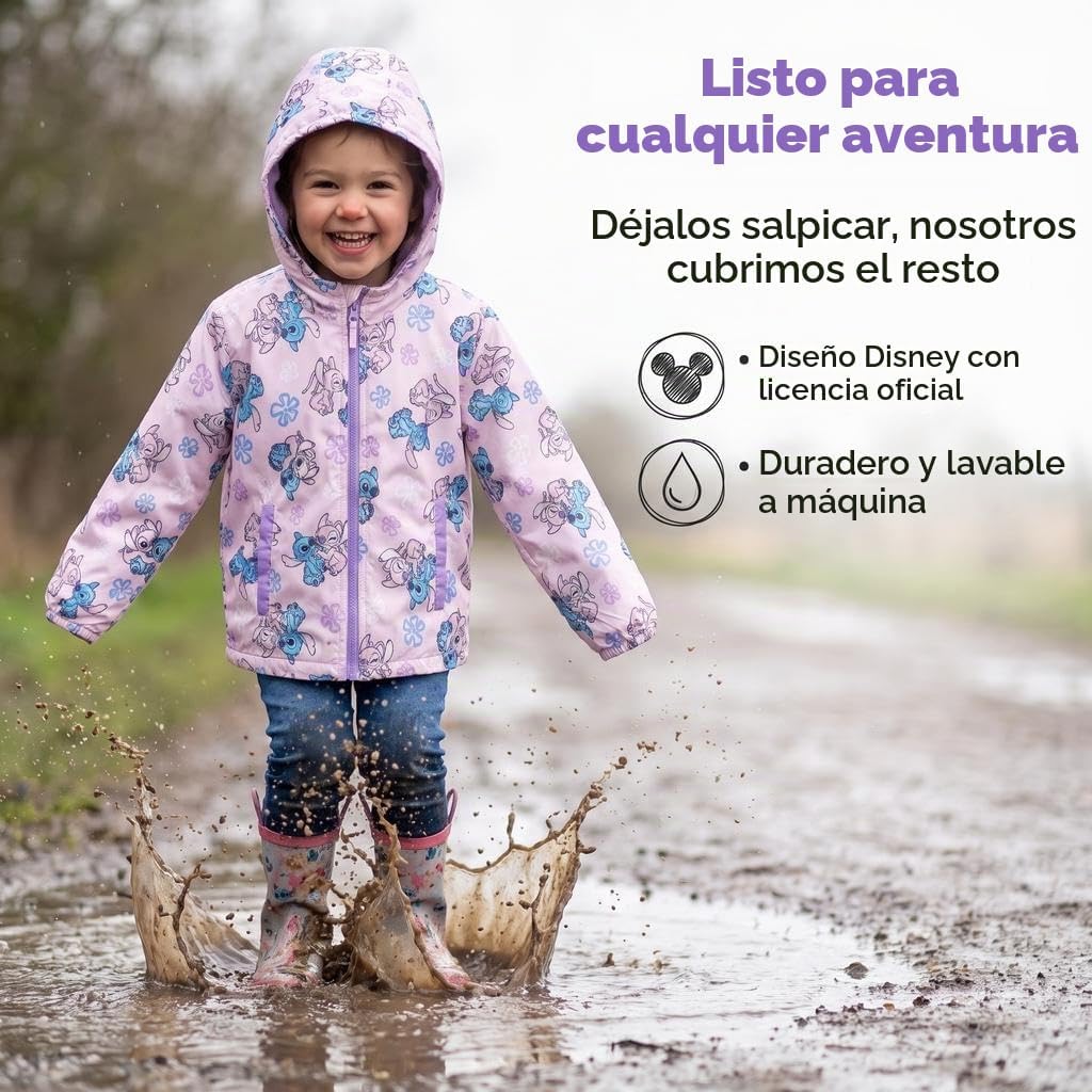 Disney Lilo & Stitch - Chaqueta impermeable con cremallera para...