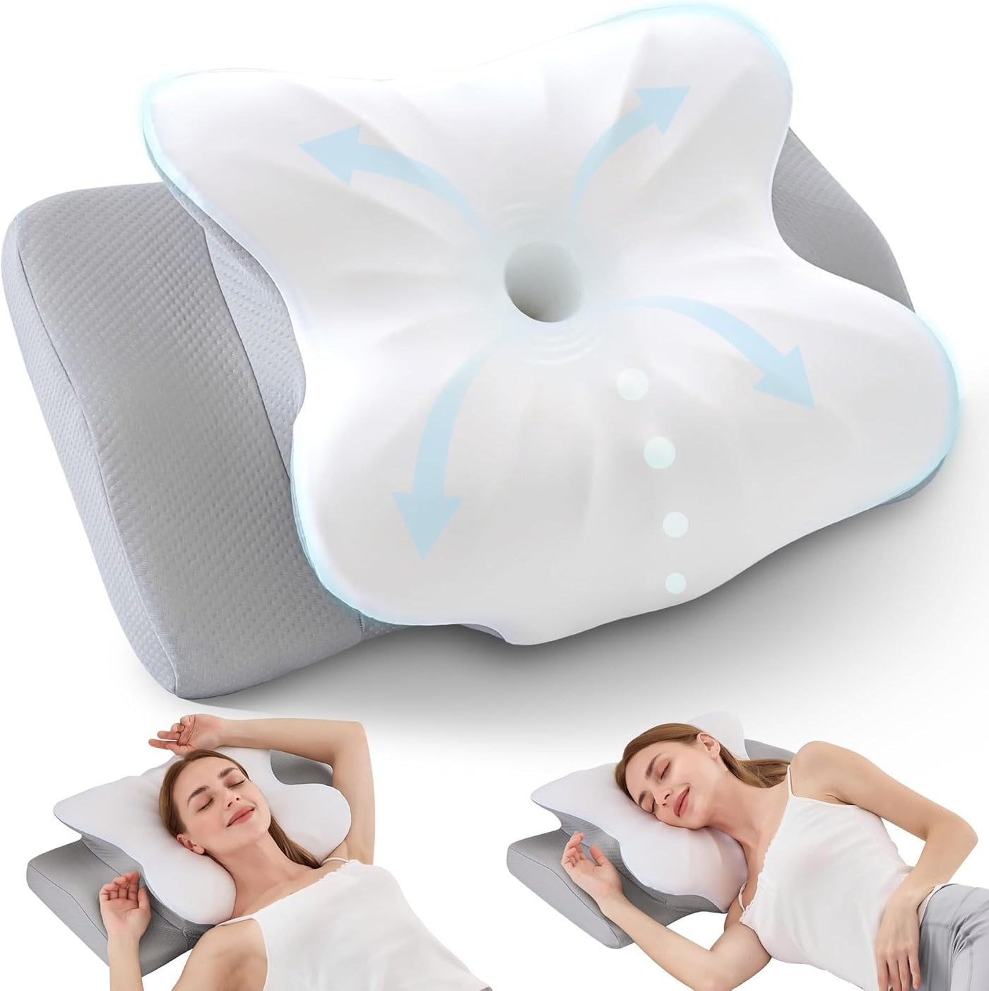 BDEUS Almohada cervical cervical para dormir, almohada ergonómica d...