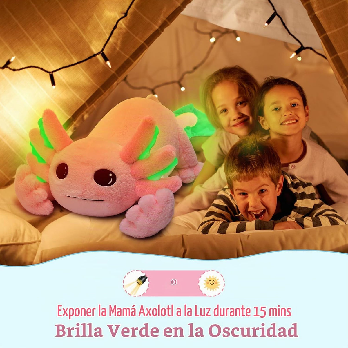 MaoGoLan - Almohada de felpa de ajolote que brilla en la oscuridad,...