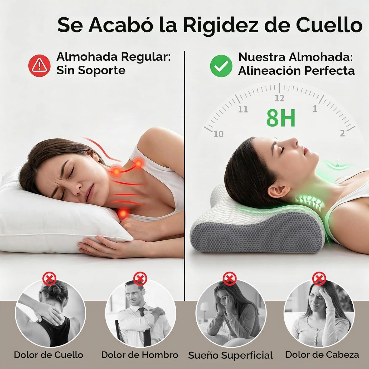 Almohada cervical para el cuello para aliviar el dolor, almohadas d...