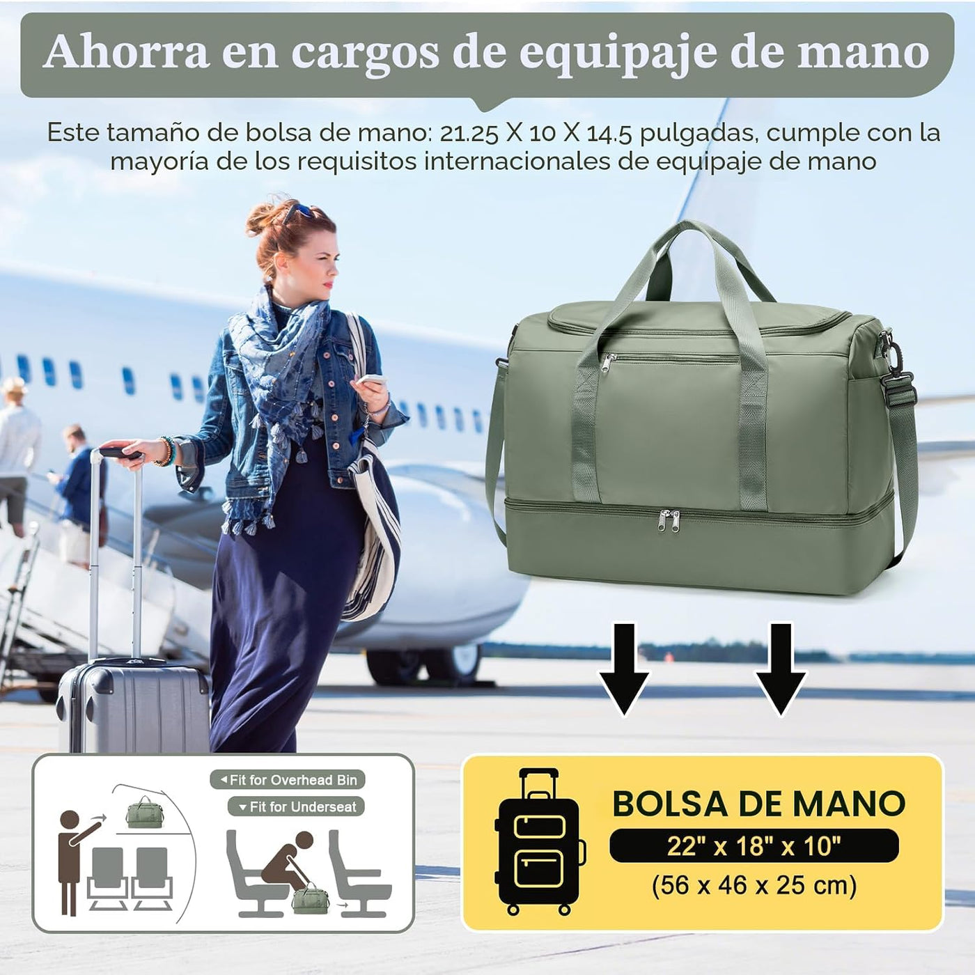 Bolsa de viaje extra grande, bolsas de mano de fin de semana para m...