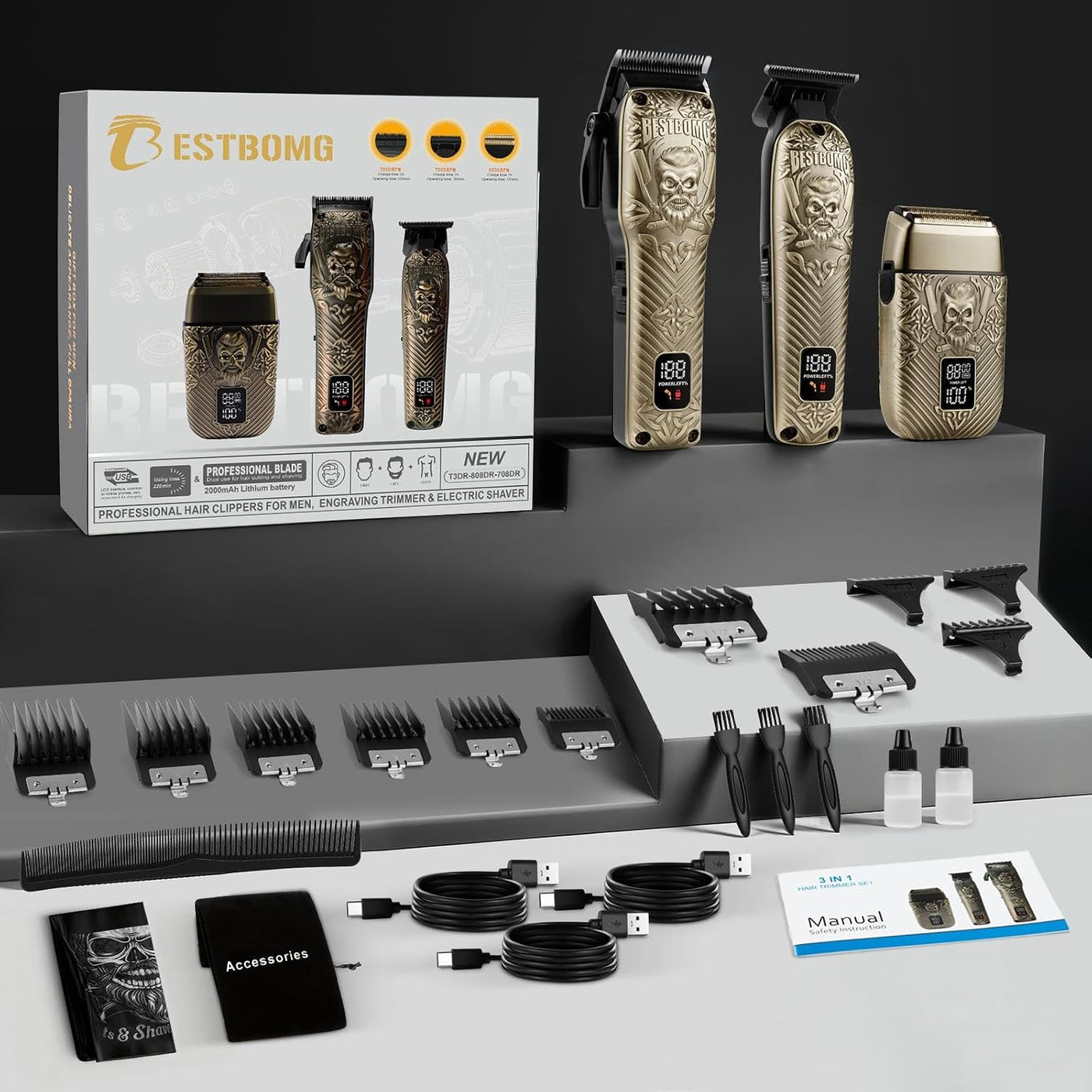 BESTBOMG® Cortapelos para hombres, cortapelos profesional, recortad...