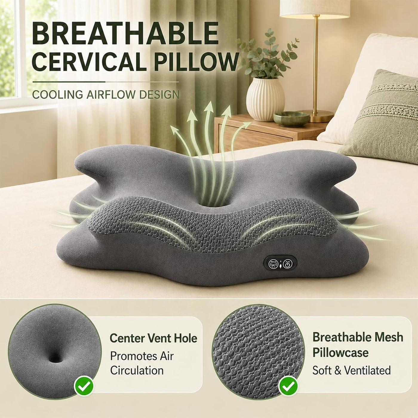 Almohada cervical 2 en 1 para aliviar el dolor de cuello con calefa...