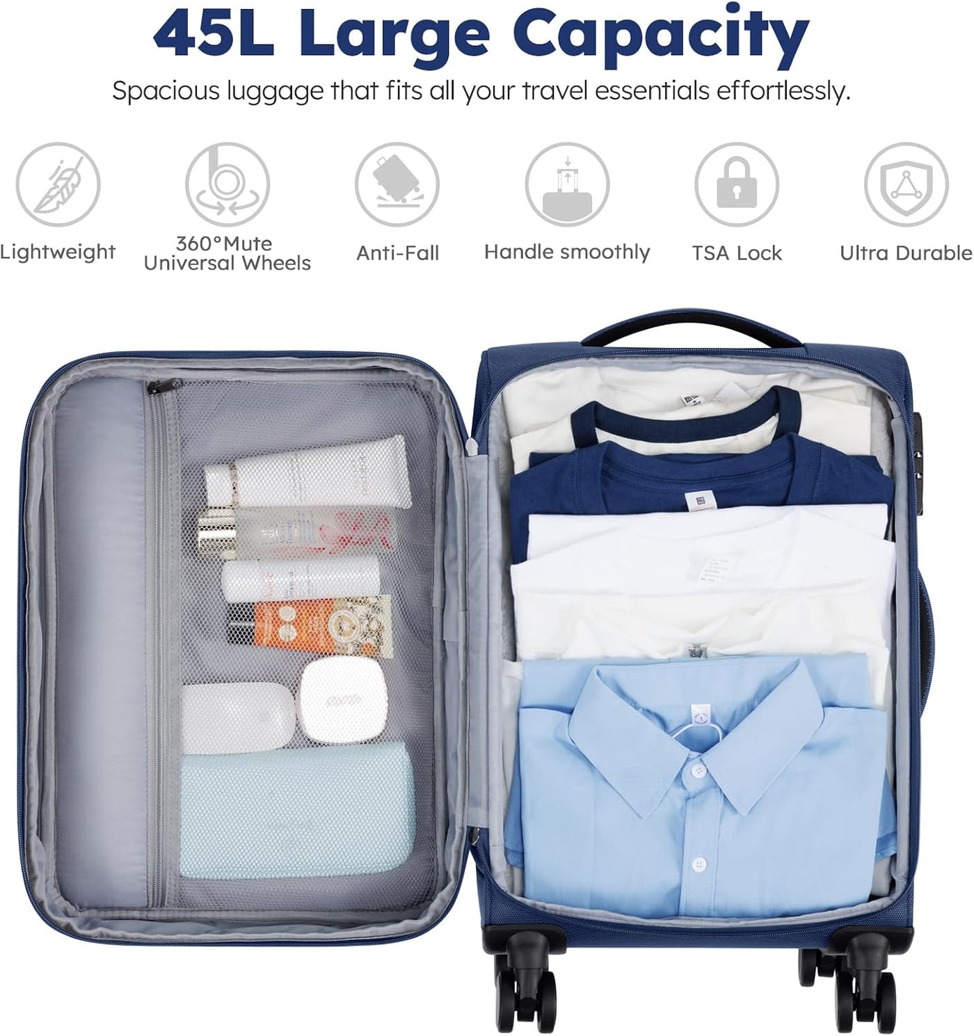 Softside - Maleta de mano expandible con apertura superior de 20 pu...