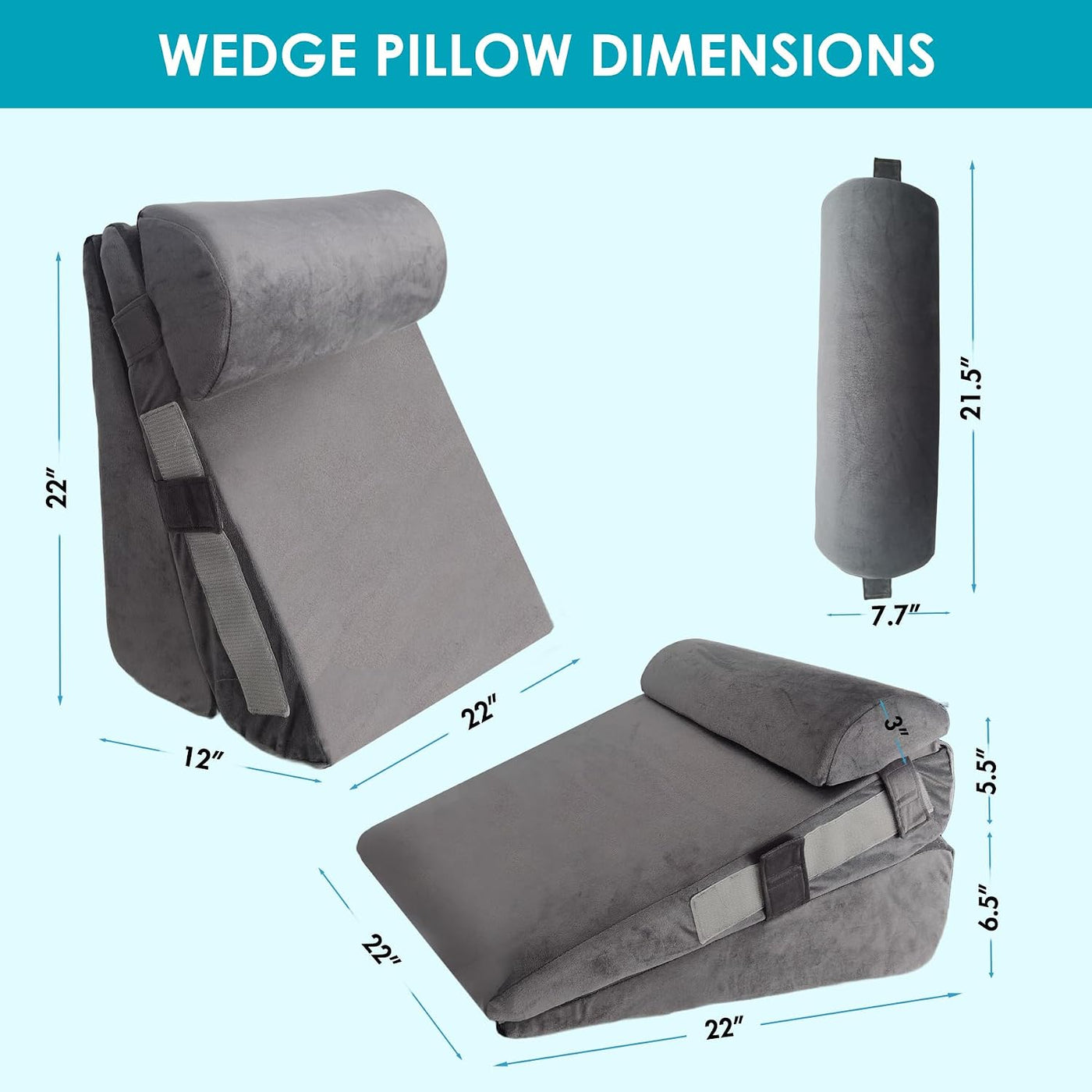 WGAKCED Juego de 3 almohadas en forma de cuña para después de la ci...