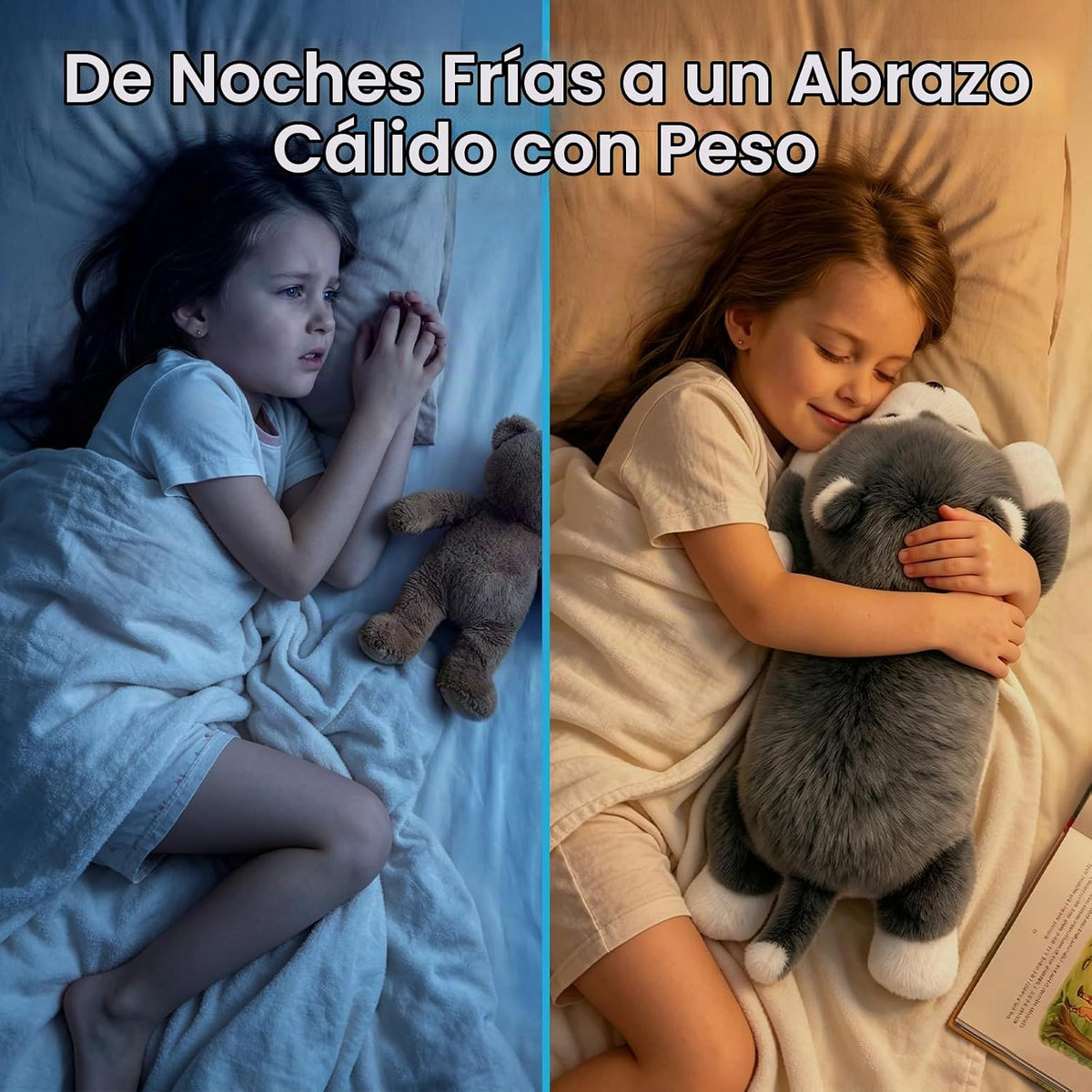 Mewaii Animales de peluche con peso con almohadilla térmica para mi...