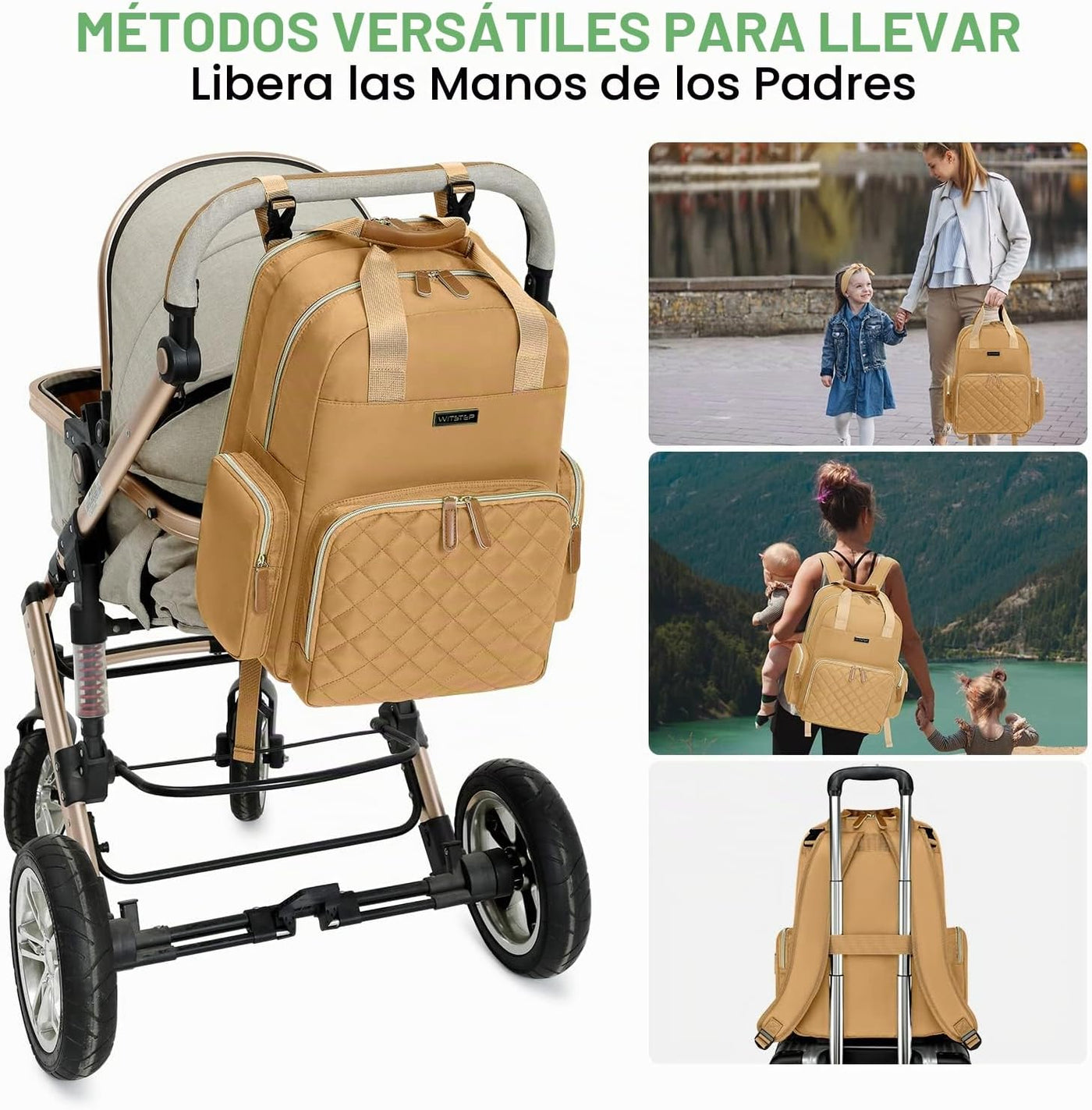 WITSTEP Mochila para pañales con cambiador, organizador de bolsas d...