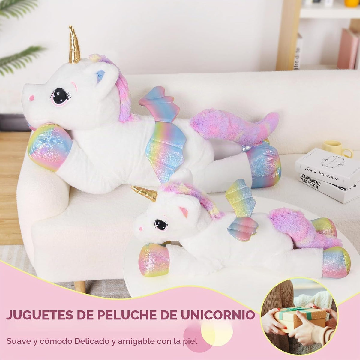 FFxiong Almohada de Juguete de Peluche de Unicornio Grande de 24 Pu...