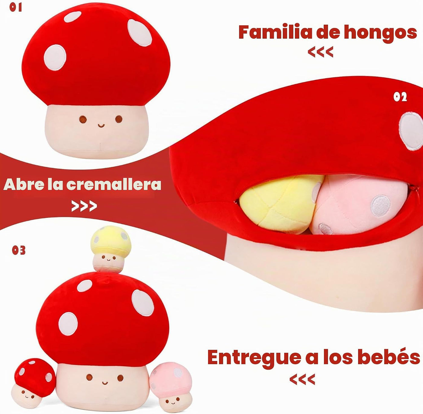 WeBingo Almohada de felpa de hongo, 4 piezas, decoración de hongos...