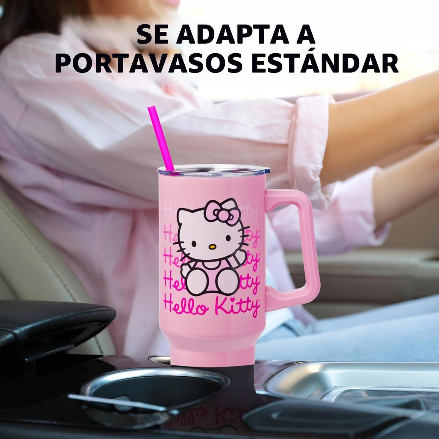 Silver Buffalo - Vaso de acero inoxidable con asa y pajita, cabe en...