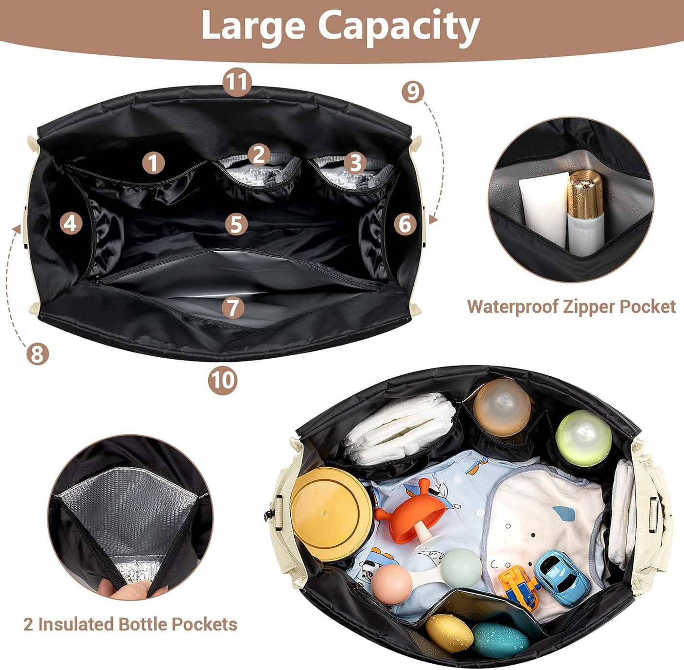 IBFUN Bolso de Pañales para Bebé - Bolso Grande para Bebé 4Pcs con...