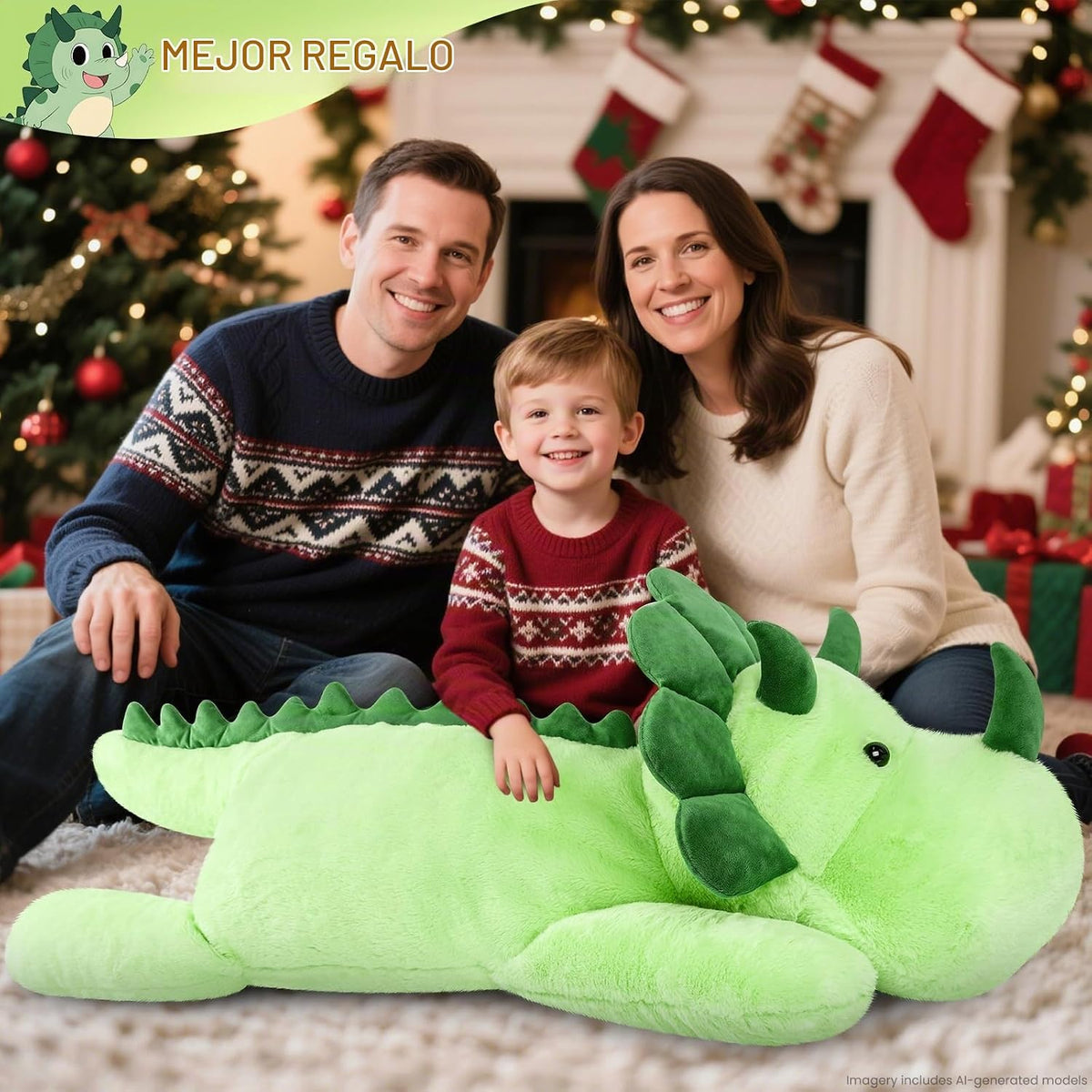 SuzziPals Triceratops de peluche gigante de 43 pulgadas, animal de...