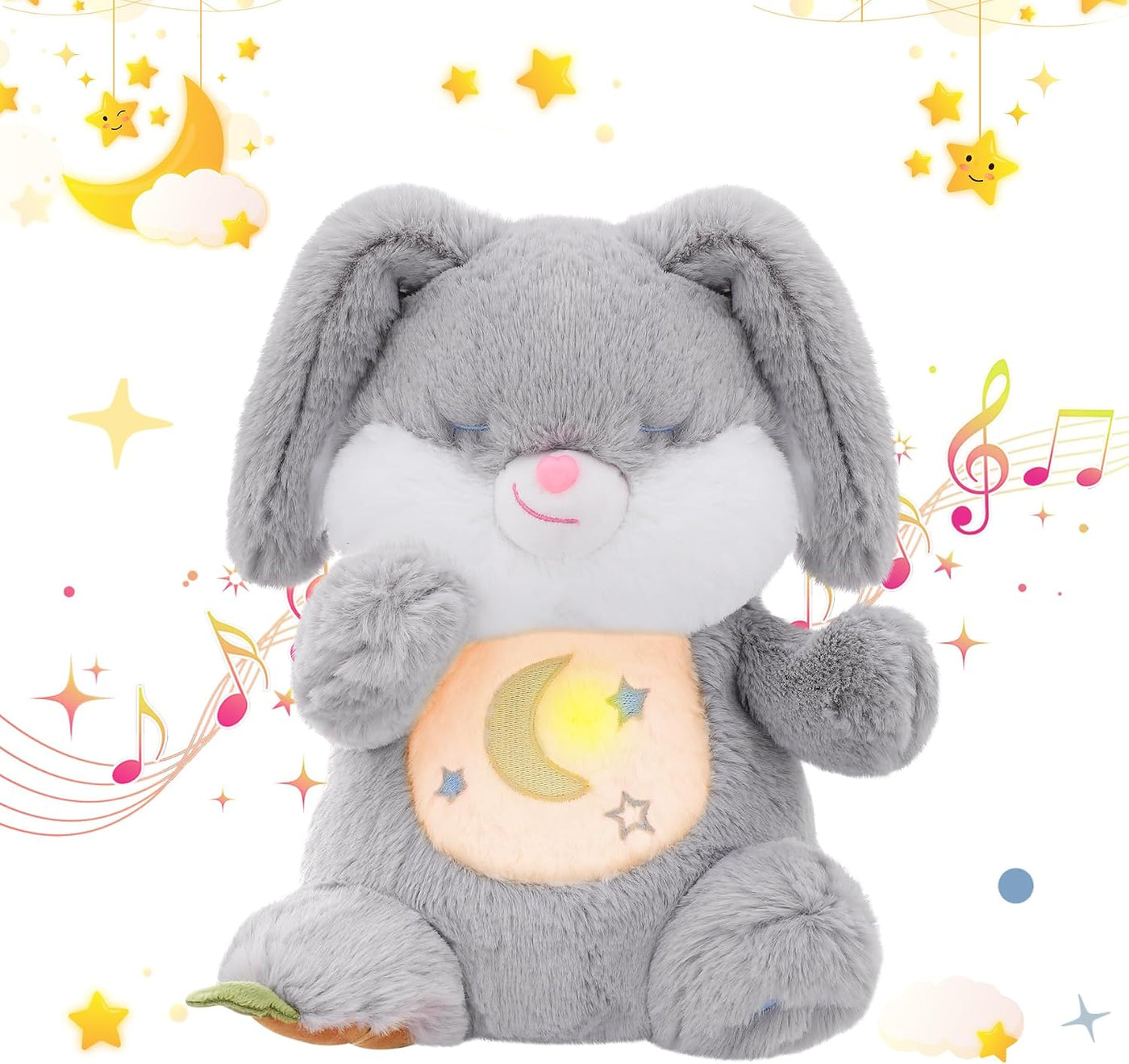 MIAODAM Conejo de peluche con respiración, juguete de peluche para...