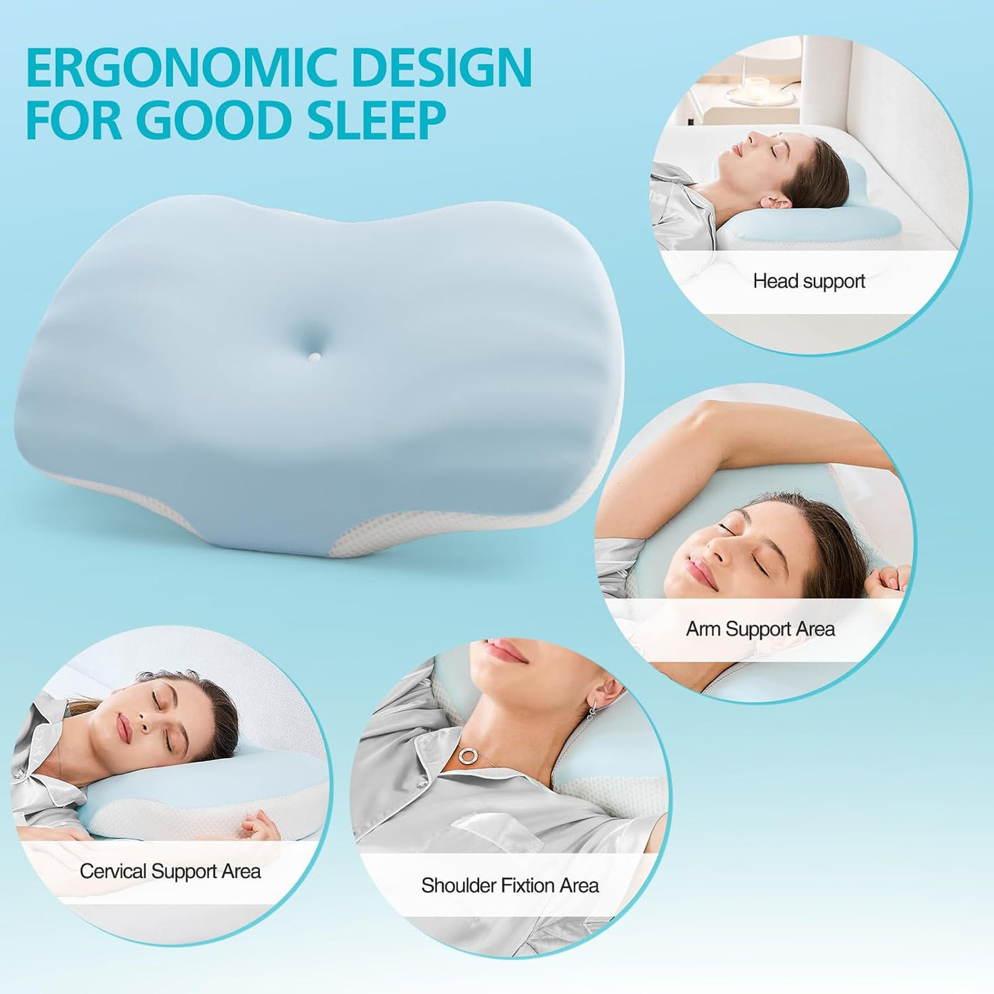 JOYENERGY Almohada cervical o soporte para el cuello, almohadas erg...