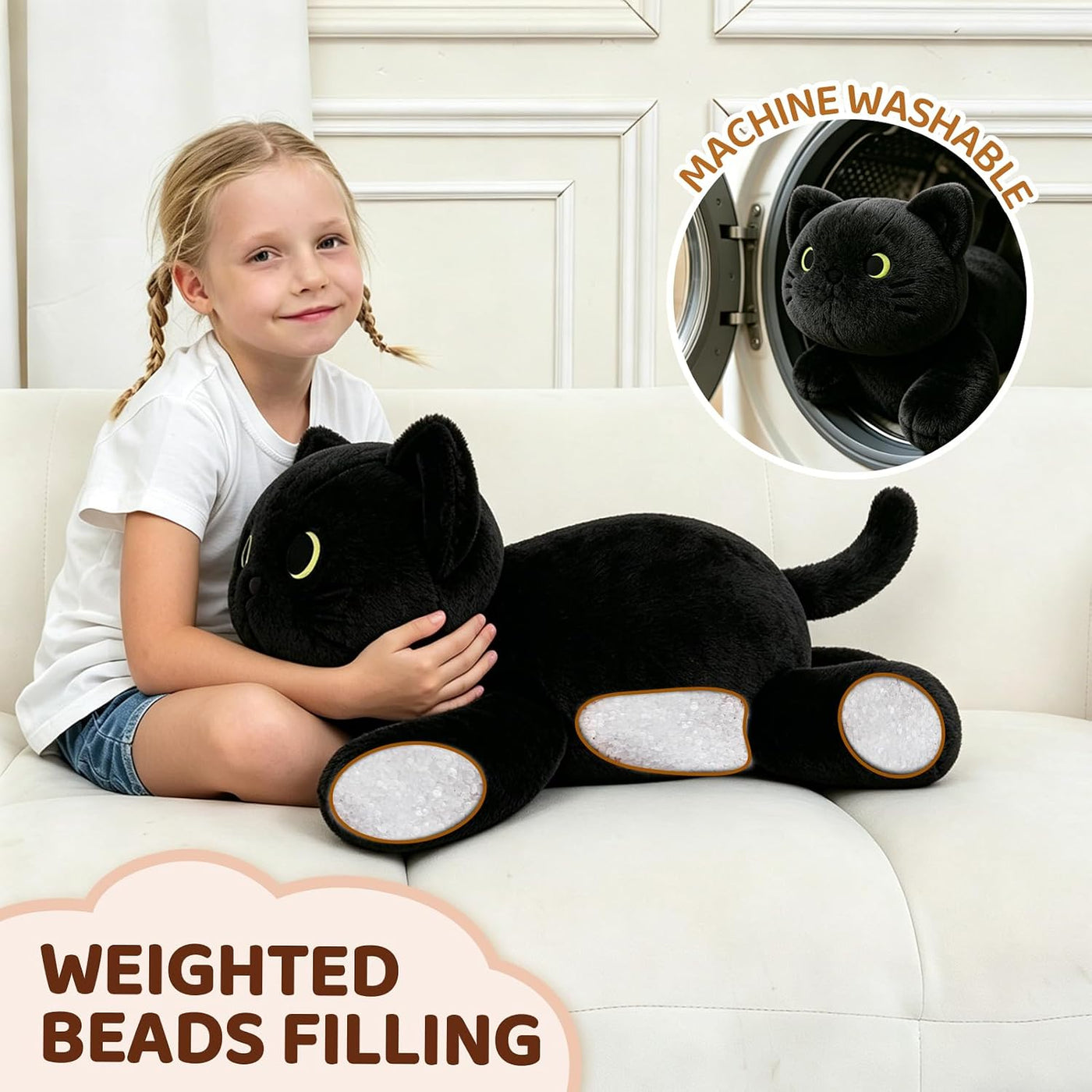 HAIJUNYA Animal de peluche con peso de gato de 22 pulgadas, 4 libra...