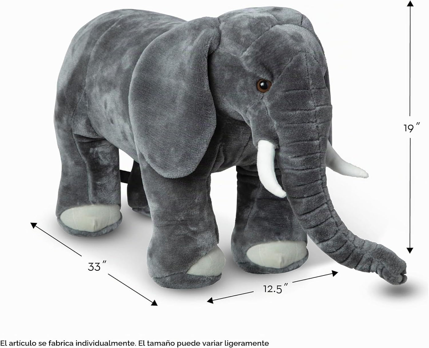 Melissa & Doug Elefante gigante - Animal de peluche realista (m...