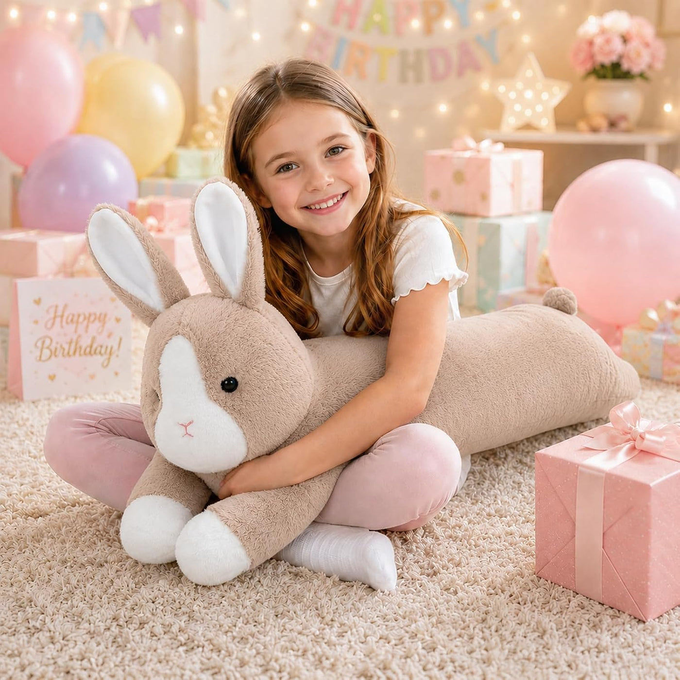 MMguai Peluche de conejo gigante de 40 pulgadas, almohada de felpa...