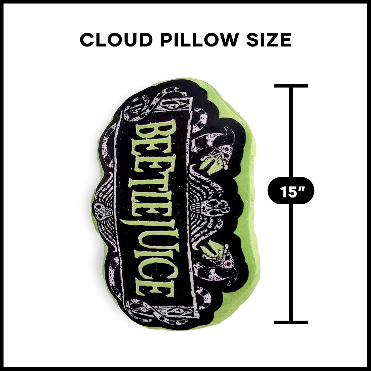 Warner Bros Beetlejuice - Almohada de nube de Halloween de 11 pulga...