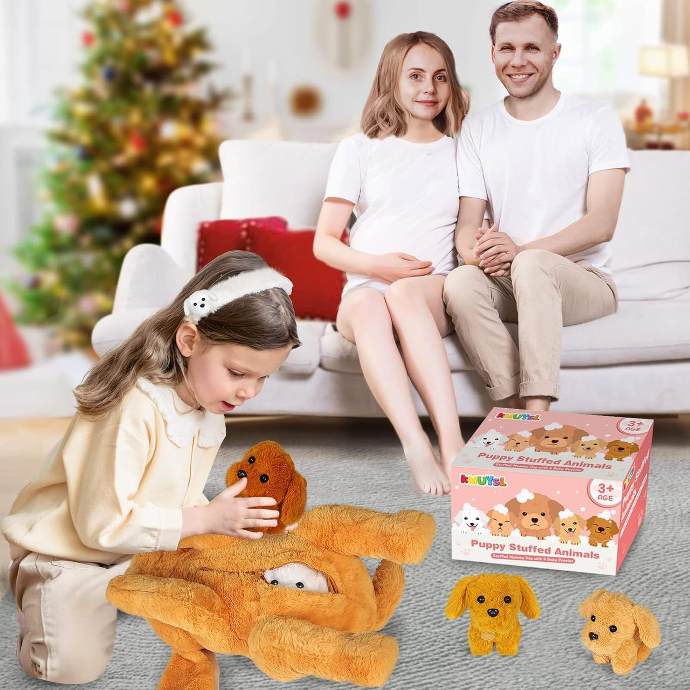 KMUYSL - Juguete de peluche para mamá con 4 bebés, animal de peluch...