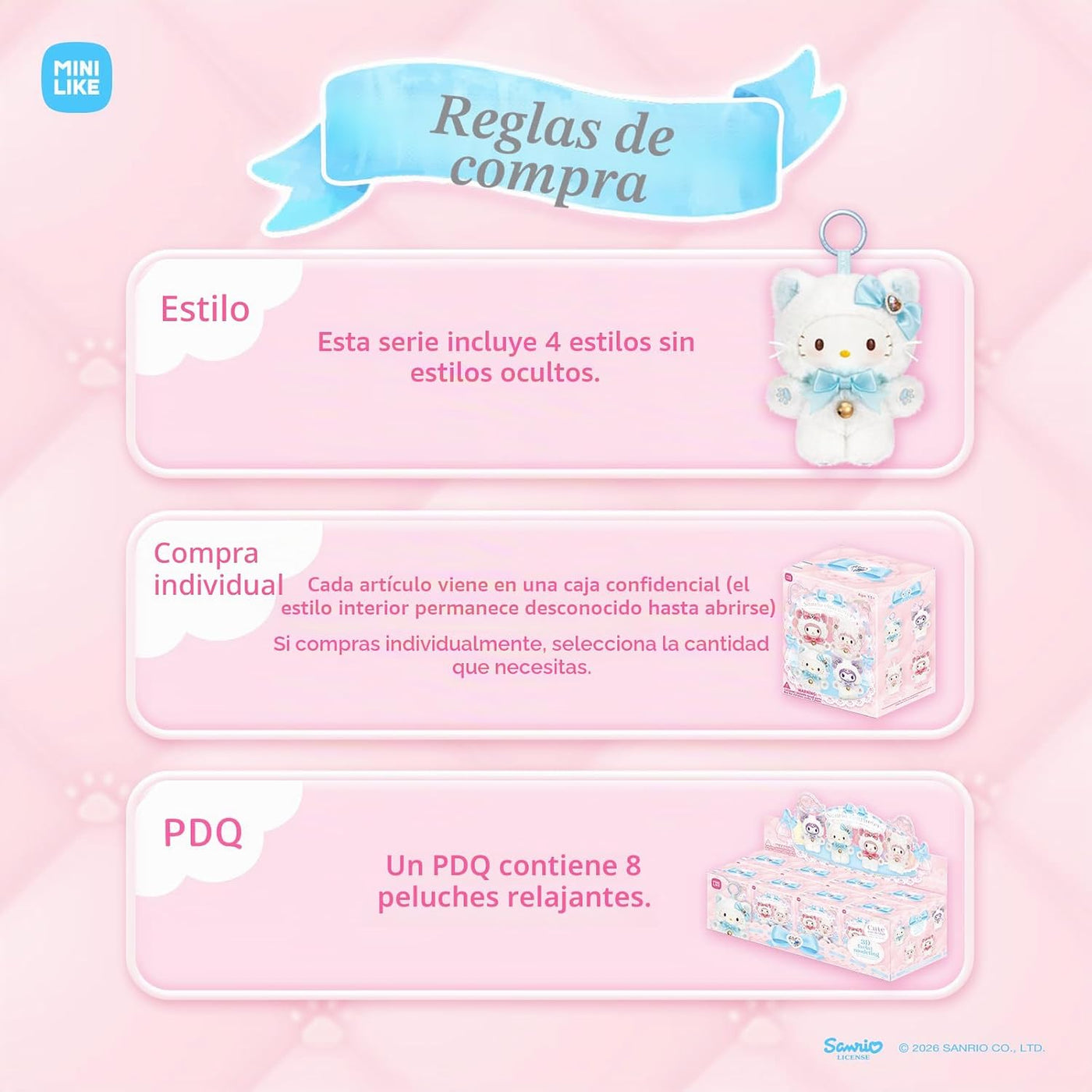 MINI LIKE Sanrio Caja ciega Hello Kitty Kuromi My Melody Sweet Pian...
