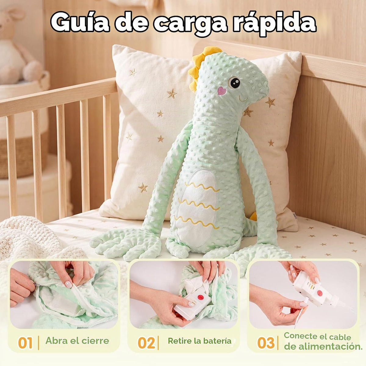 LiKiLiKi Juguete de peluche interactivo de dinosaurio verde, animal...