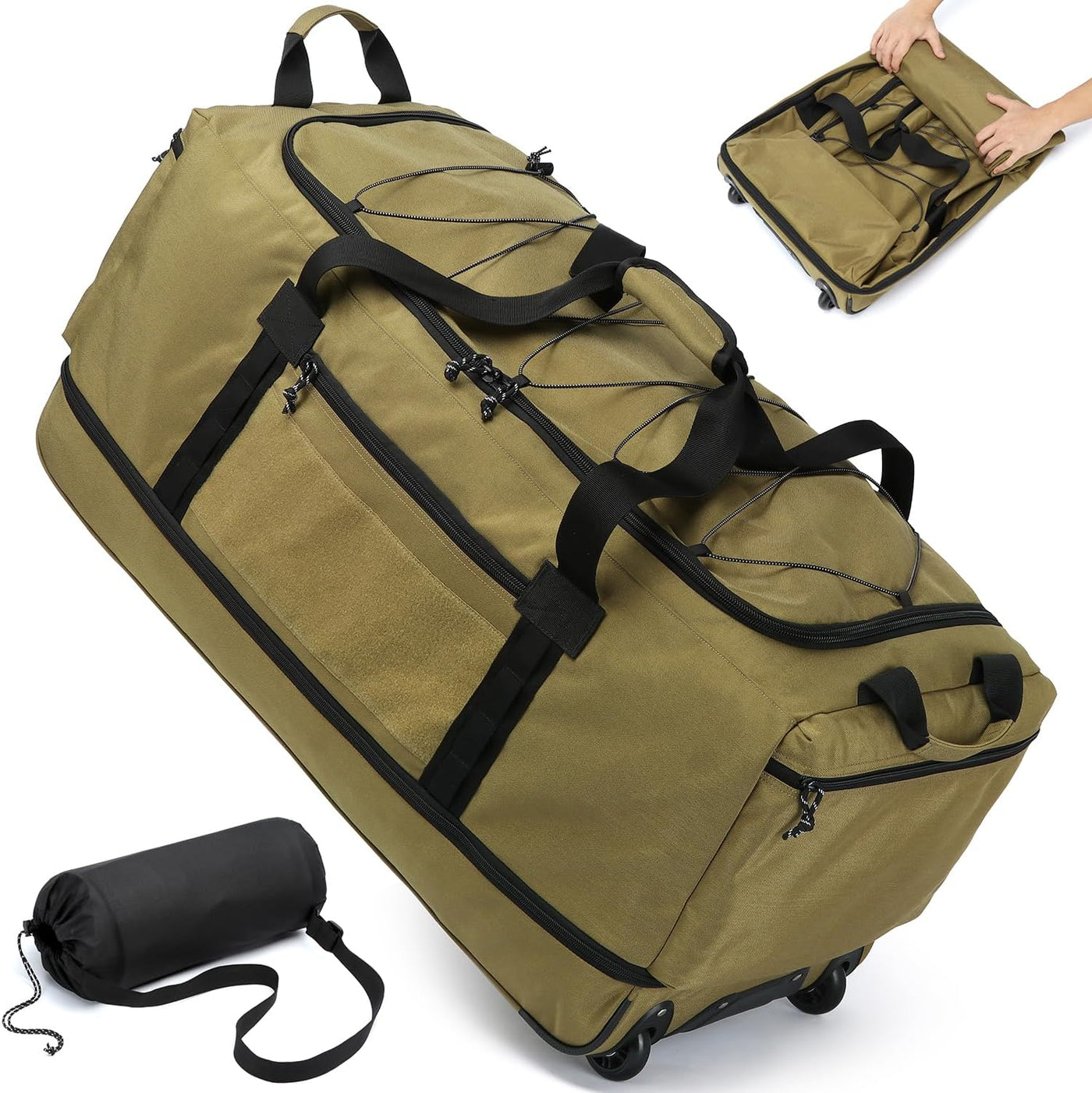 Laripwit Bolsa de Lona Plegable con Rueda Extra Grande 167L Expandi...