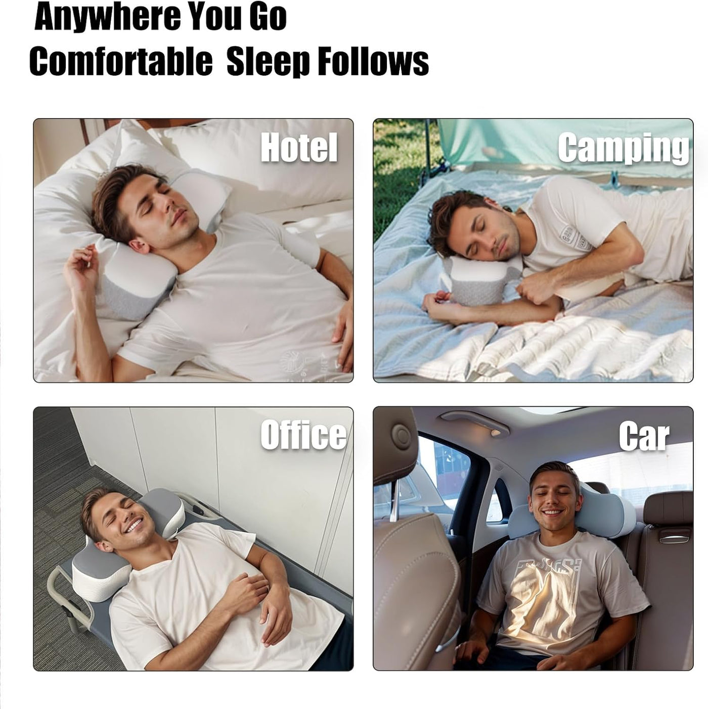 Bespilow Almohada de viaje para dormir, almohada de soporte cervica...