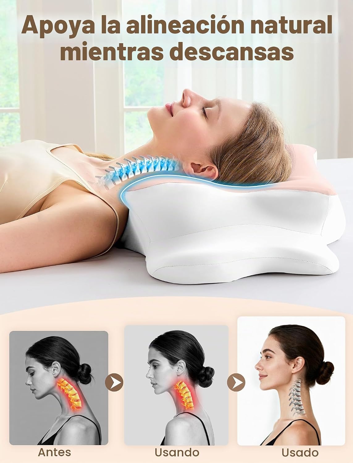 Almohada cervical para el cuello para aliviar el dolor, almohada er...