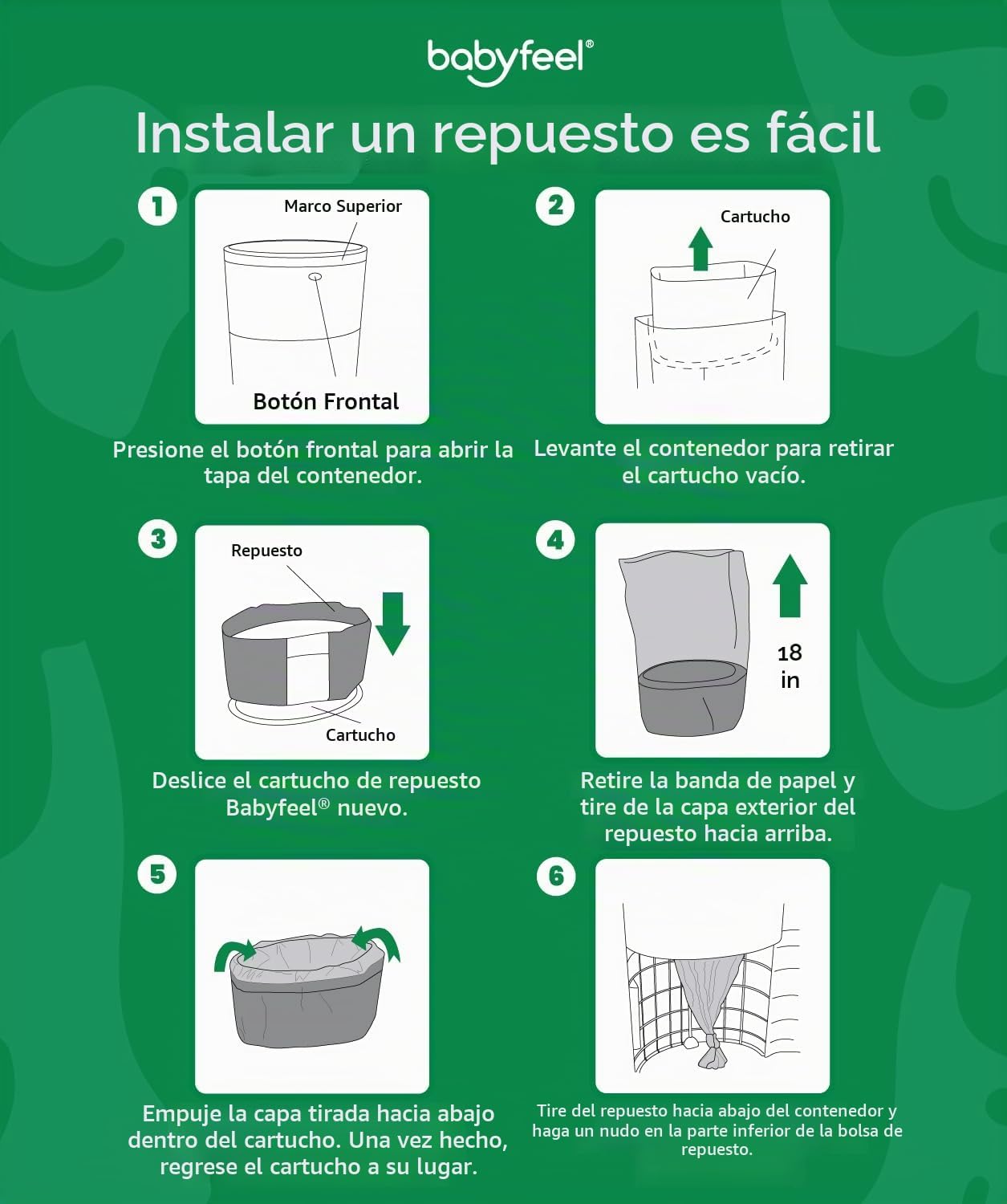 Babyfeel Recambios BIO compatibles con cubos de pañales DEKOR CLASS...